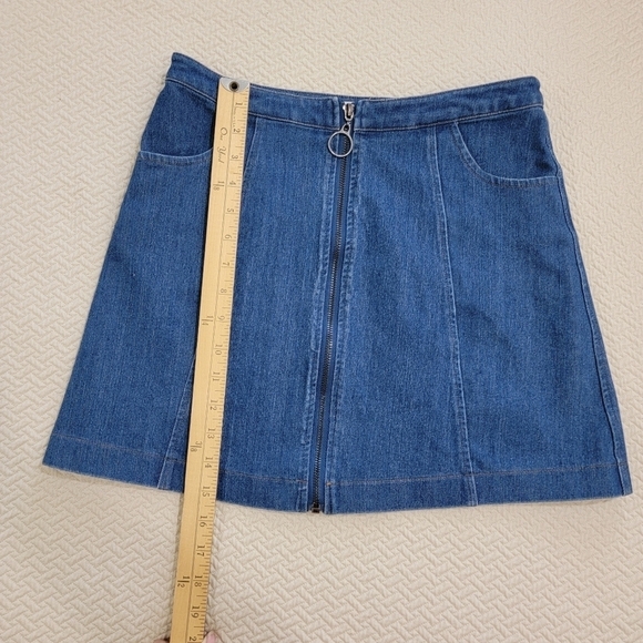 Dreamers Denim Skirt Zipper Front Mini Skirt with Pockets Size Small - Picture 8 of 11